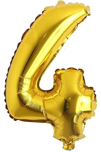 Generic Italo Number 4 Foil Balloon, 16-Inch Size, Gold