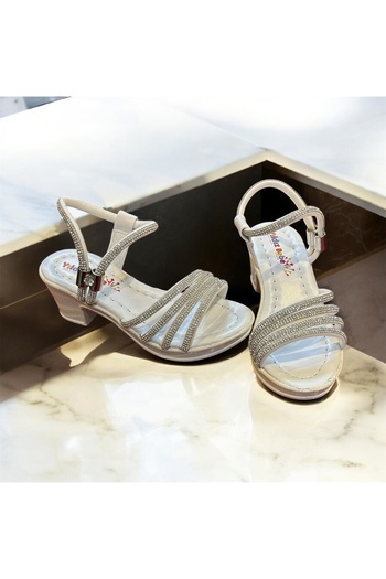 Lion Girl's Small Heel Stone Evening Sandals
