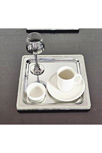 atabey home collection 2 ADET Kahve & Çay & Sunum Tepsisi Gümüş Tepsi Döküm Gümüş Çerçeveli