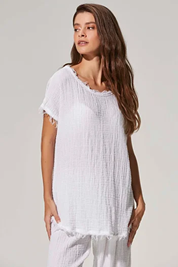 White By Nature Double Face Loose Muslin Blouse