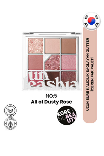 UNLEASHIA Dusty Rose Glitter Eyeshadow Palette No. 5