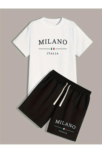 NEW TRENDY COLLECTİON Milano Italy Text Printed, Men's 2 Piece Outfit