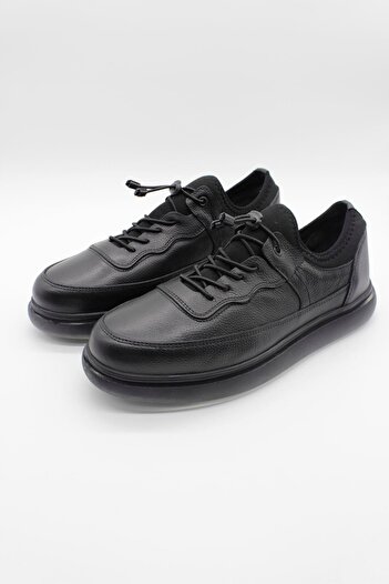 İmza Black Genuine Leather Thermo Sole Lace-up Casual Shoes 1033235119