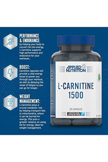 applied nutrition L-Carnitine 1500mg, Energy Boost & Weight Management, 120 Capsules