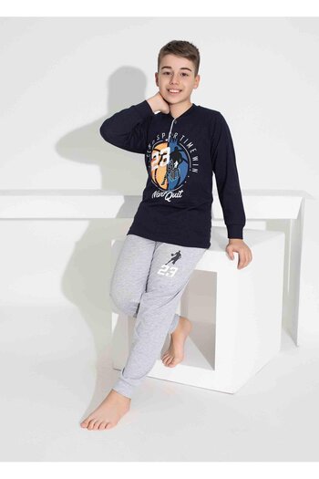Tarık Boy's Basketball Patterned Long Sleeve Pijama Set