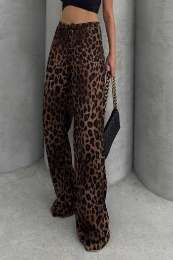 İLKCET MODA Satin Women's Trousers - Leopard Pattern