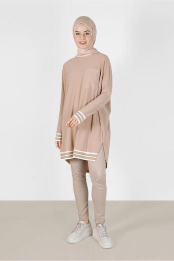 Alvina Pocket Detailed Tunic with Cuffs and Skirt Nibs 41613