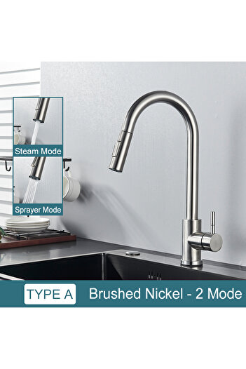 Choice Brushed Nickel Black Kitchen Faucet Two Function Single Handle Pull Out Mixer Hot and Cold Water Ta