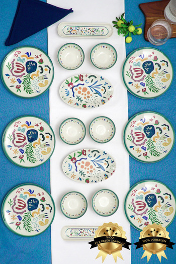 Heda Porselen Joy 16 Piece 6-Person Porcelain Breakfast Set