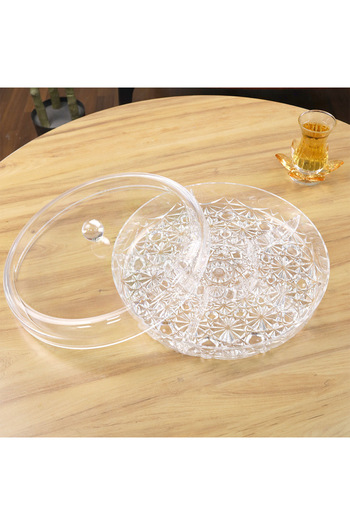 ABAREEK Multipurpose Acrylic Divided Plate with Lid Round 26*3.5cm