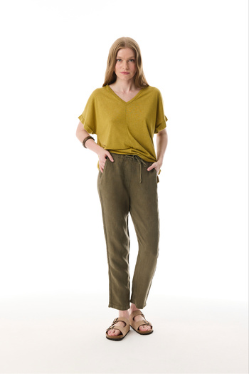 Mudo Carrot Cut Linen Pants