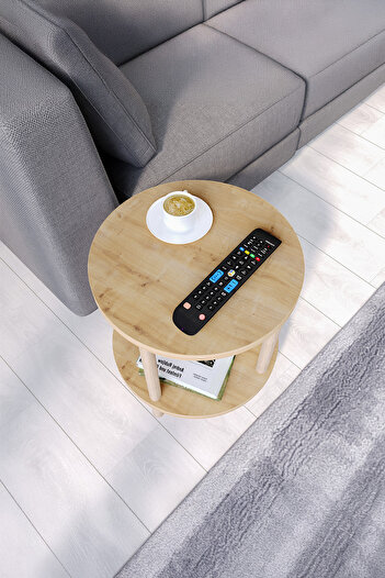 Sugo Design sugodesign Practica Coffee Table Two Tier Wooden Side Table Sapphire Oak Color