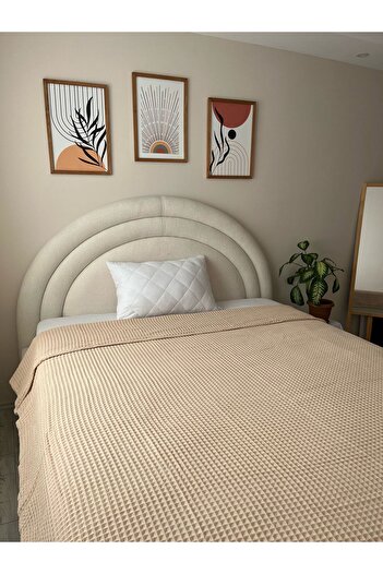 GİNETEKS Natural Waffle Pike Beige Bedspread 155*210 100% Cotton