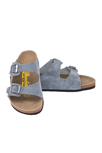 Moosefield Hakiki Deri Unisex Gri Süet Terlik