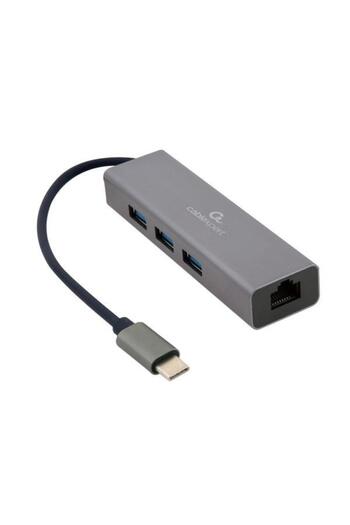 Gembird USB-C Hub and Network Adapter, 3 x USB 3.1, 1 x RJ45 1000 Mbps, Gembird