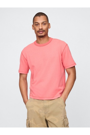 GAP Erkek Pembe Heavyweight Crop T-Shirt