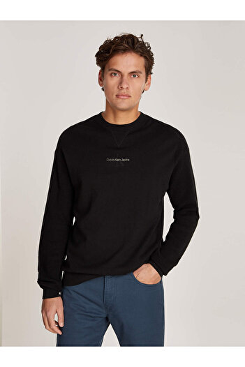 Calvin Klein Men's Black Pullover Sweater - Transitional Cotton, Stylish Design J30J 325671