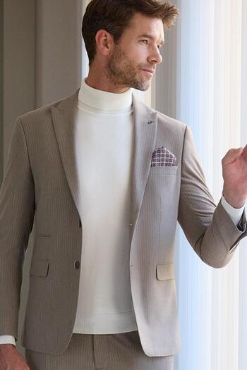 İmza Light Cream Full Turtleneck Classic Knitwear 1012245004   - Long Sleeve, Comfort Fit