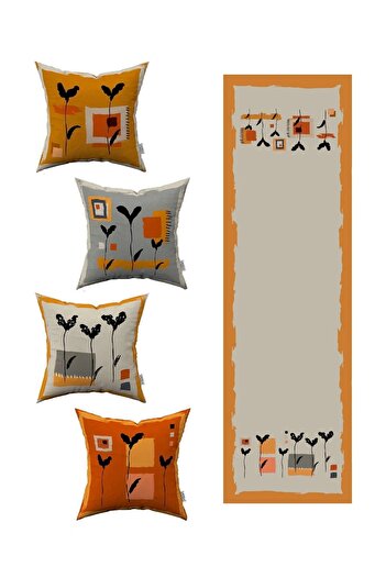 Cango Home Orange Yellow Bohemian Leaf Patterned Throw Pillow Cases 4Kmbs138-Rs
