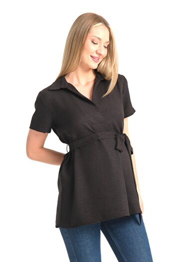 Entarim Maternity Shirt Collar Pleated Tunic