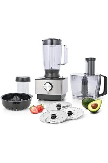 ALSAIF Electric Food Processor 3.2l Bowl, Blender, Grinder, And Chopper With S/s Blades, 1.5l, 800w, Silver