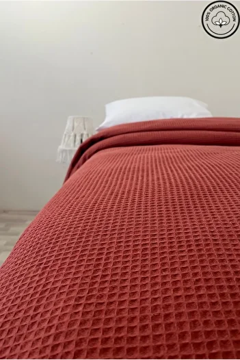 VESSİNOHOME Luxury Pique Double Waffle Patterned Bedspread - Hotel Type