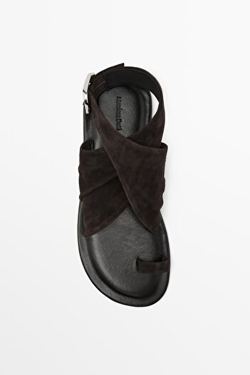 Massimo Dutti Çapraz tasarımlı süet sandalet
