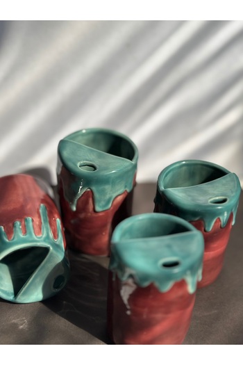 KABİLE SERAMİK Special Design Mouth Ceramic Coffee Glass