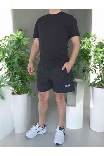 Besa Men's Black Sea Shorts + T-Shirt Double Set