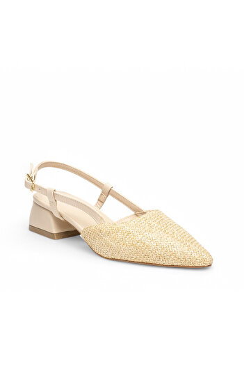 ELAIA SHOES Elaia Marlowe Kadın Ten Renk Hasır Detaylı Topuklu Ayakkabı