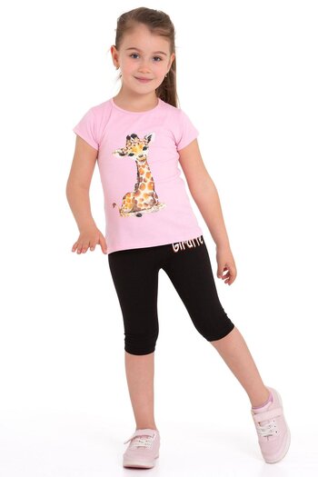 zepkids Giraffe Printed Light Pink Color Girls Tights Set