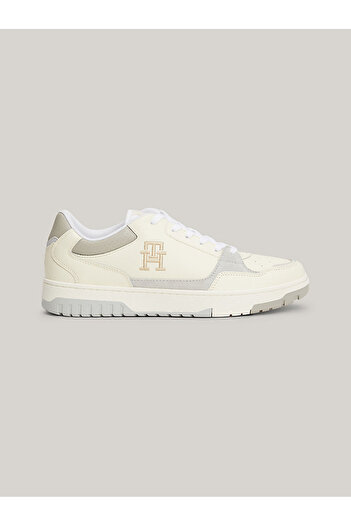 Tommy Hilfiger Erkek Logolu Normal Kalıp Bağcıklı Günlük Bej Sneaker FM0FM04968-AEF