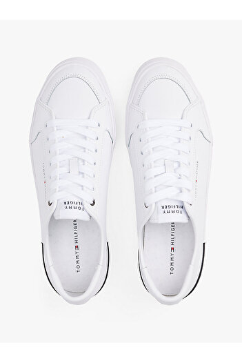 Tommy Hilfiger Erkek Kabartma Logolu Beyaz Sneaker