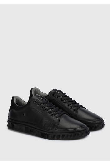 Provoq Black Leather Men's Shoes