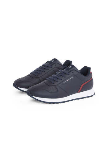 Tommy Hilfiger Erkek Rahat Kaydırmaz Taban Nefes Alabilir Üst Yüzey Deri Mavi Sneaker FM0FM05453-DW5