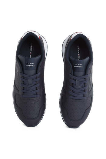 Tommy Hilfiger Erkek Rahat Kaydırmaz Taban Nefes Alabilir Üst Yüzey Deri Mavi Sneaker FM0FM05453-DW5