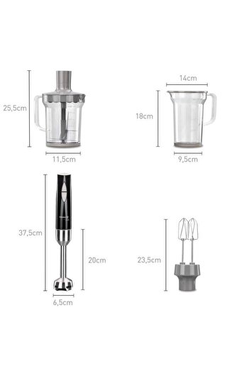 KORKMAZ Vertex Mega Black Blender Set - Inox A445