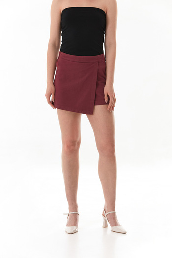 Fulla Moda Gabardine Side Zipper Shorts Skirt