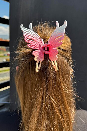TAKIŞTIR Fuchsia Color Butterfly Figured Bone Latch Buckle