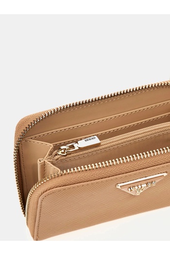 Guess Laurel Slg Medium Zip Around Women's Beige Wallet Swzg8500140-Bei