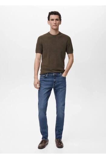 MANGO Man Джинси темного кольору з потертостями Jan Slim fit