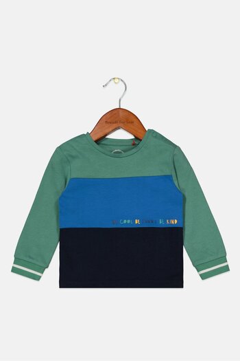 s.Oliver Toddlers Boy Crew Neck Colorblocked Long Sleeve Tops, Green