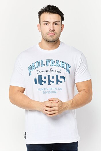 PAUL FRANK Men Crew Neck Short Sleeves Graphic Print T-Shirt, White