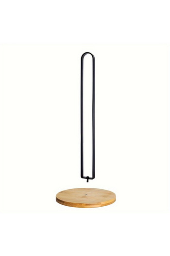 Choice 1pc Nordic-Style Bamboo Base Paper Towel Holder - Free-Standing Vertical Storage Rack, Countertop Mo