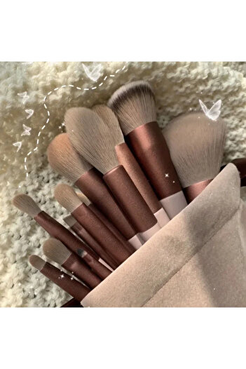 Choice1 13Pcs Coffee 13pcs Makeup Brush Set The Series High Quality Synthetic Hair Blue Brushes Powder Blush