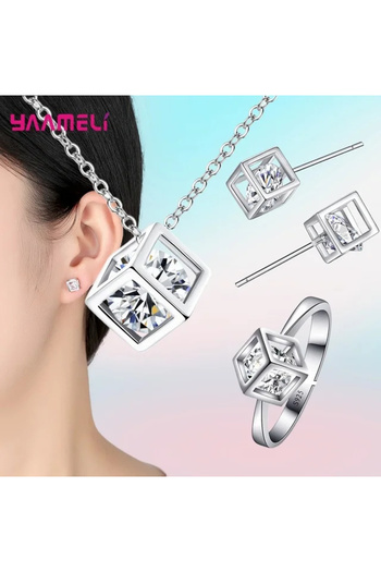 Choice Top-selling Cubic Zirconia Jewelry Set-necklace, Earrings, Bracelet & Ring, Wedding/engagement Gift