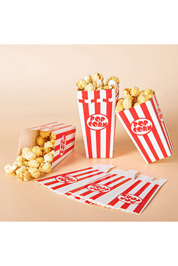 Choice 12Pcs Popcorn Paper Boxes Buckets Red White Stripes Bags Snack Containers for Movie Night Birthda...