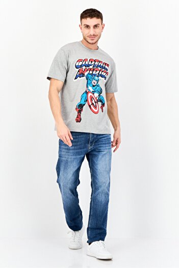 Marvel Men Crew Neck Short Sleeve Graphic Print T-Shirt, Grey