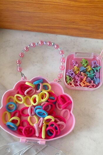 TAKIŞTIR Pink Color Children's Buckle Set with Bag
