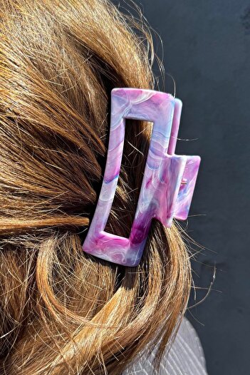 TAKIŞTIR Purple Color Marble Patterned Bone Peg Buckle